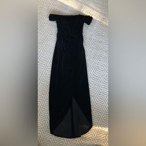 Anthropologie/BHLDN black, velvet dress. Off the shoulder, side slit, size zero.